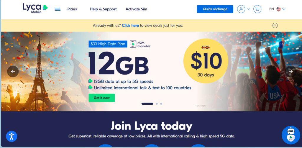 pricing plans Lycamobile USA